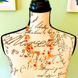 Elegant Orange Beaded Necklace & Earrings Set